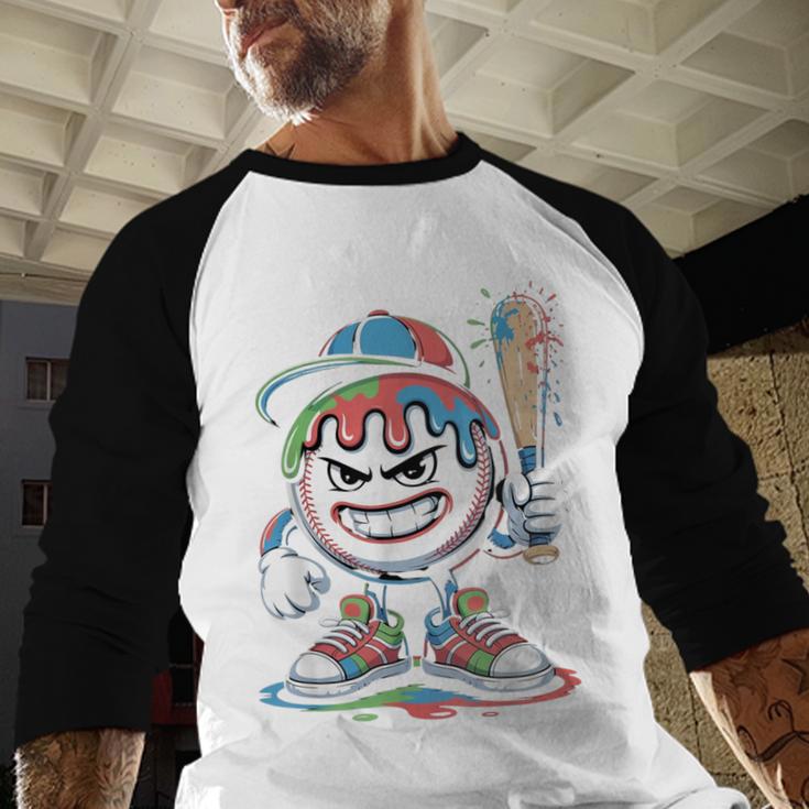 Baseball Mascot Attitude Graffiti Splash Bat Cap Baseball Raglan Shirt Baseball Mascot Attitude Graffiti Splash Bat Cap Baseball Raglan Shirt