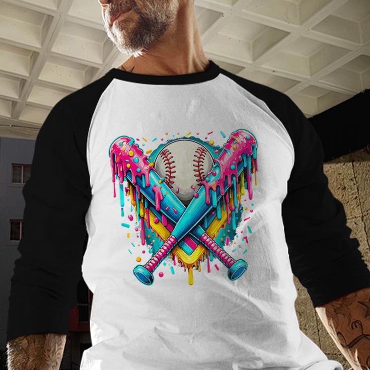 Baseball Player Ice Cream Drip Baseball Raglan Shirt Baseball Player Ice Cream Drip Baseball Raglan Shirt