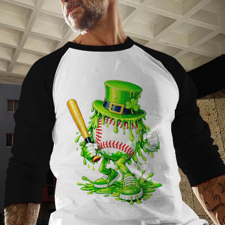 Baseball Player Ice Cream Drip Shamrocks St Patrick's Day Baseball Raglan Shirt Baseball Player Ice Cream Drip Shamrocks St Patrick's Day Baseball Raglan Shirt