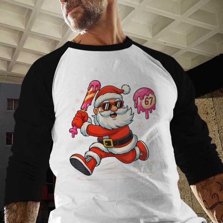 Baseball Santa 67 Baseball Christmas Pajamas Xmas Men Boy 67 Baseball Raglan Shirt