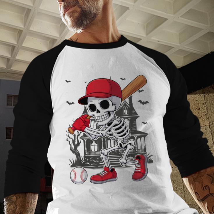 Baseball Skeleton Halloween Playing Baseball Raglan Shirt Baseball Skeleton Halloween Playing Baseball Raglan Shirt
