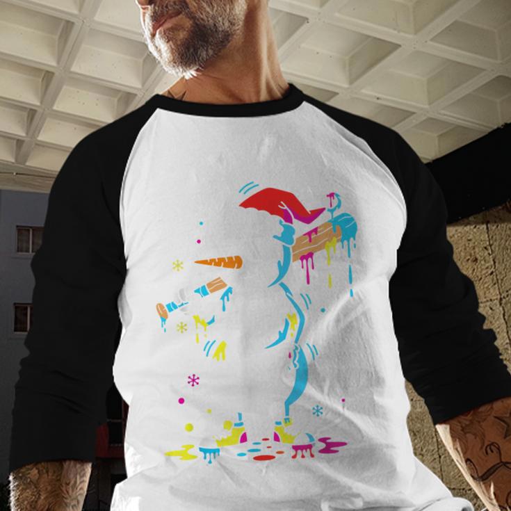 Baseball Snowman Drip Cool Christmas Men Boys Girls Baseball Raglan Shirt
