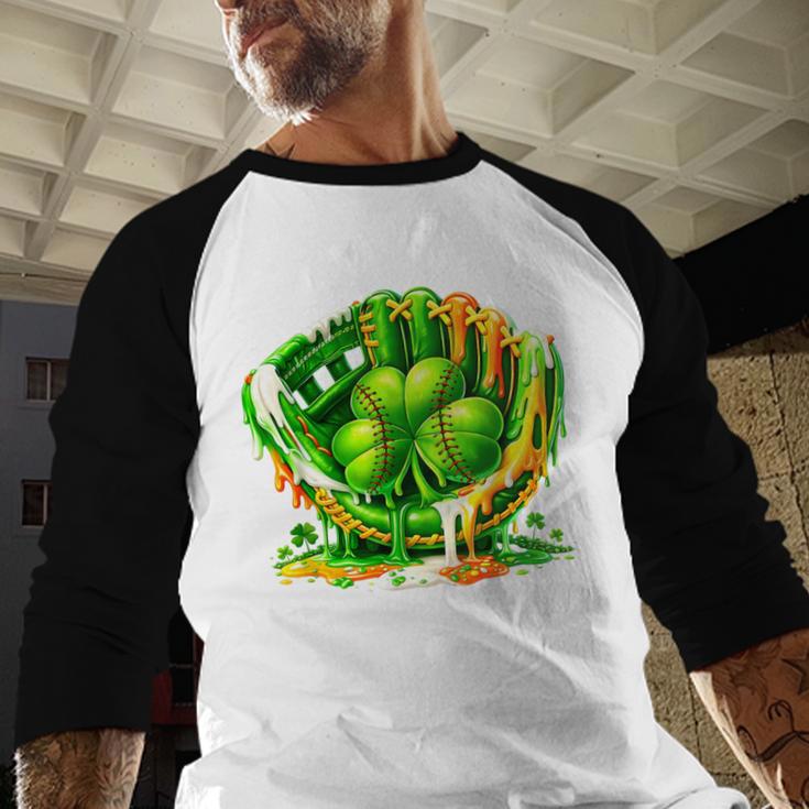 Baseball St Patricks Day Carnival Party Ice Cream Drip Boys Baseball Raglan Shirt