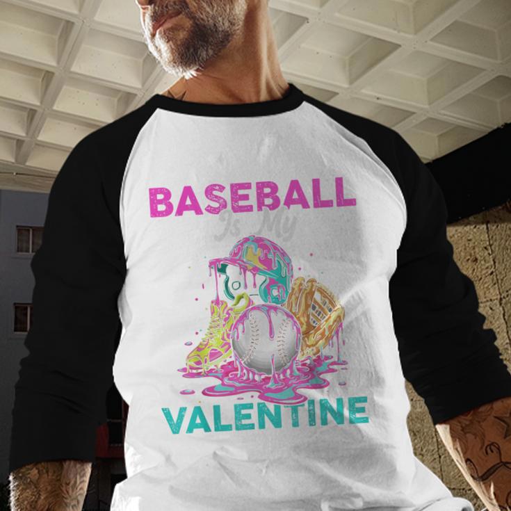 Baseball Is My Valentine Ice Cream Drip Crossed Bats Sport Baseball Raglan Shirt