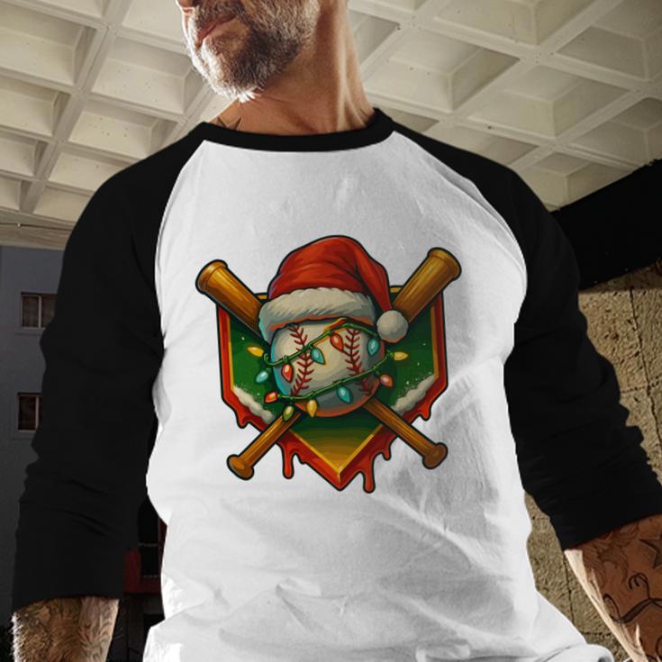 Baseball Xmas Christmas Baseball Ice Cream Drip Boys Baseball Raglan Shirt