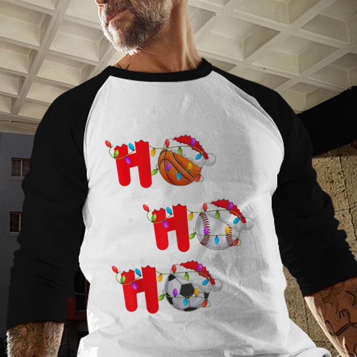 Basketball Baseball Soccer Christmas Ho Ho Ho Santa Xmas Baseball Raglan Shirt Basketball Baseball Soccer Christmas Ho Ho Ho Santa Xmas Baseball Raglan Shirt