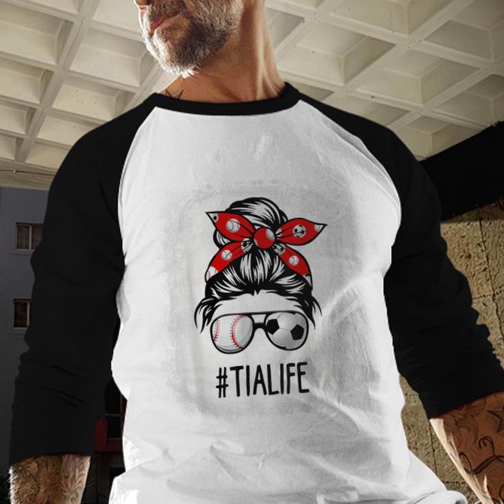 Bleached Tia Life Soccer Messy Bun Baseball Game Day Baseball Raglan Shirt