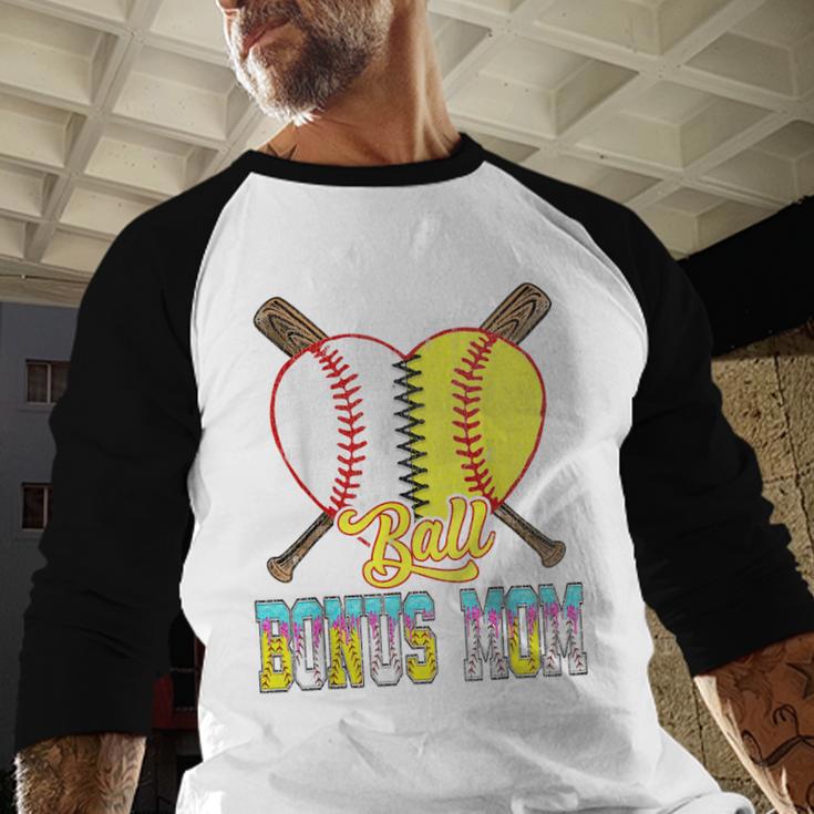 Bonus Mom Of Both Half Baseball Softball Ice Cream Drip Baseball Raglan Shirt Bonus Mom Of Both Half Baseball Softball Ice Cream Drip Baseball Raglan Shirt