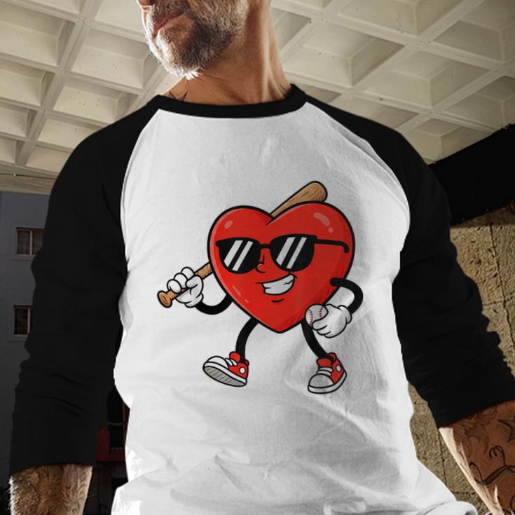 Boy Valentines Day Heart Love Baseball Boys Men Kids Baseball Raglan Shirt