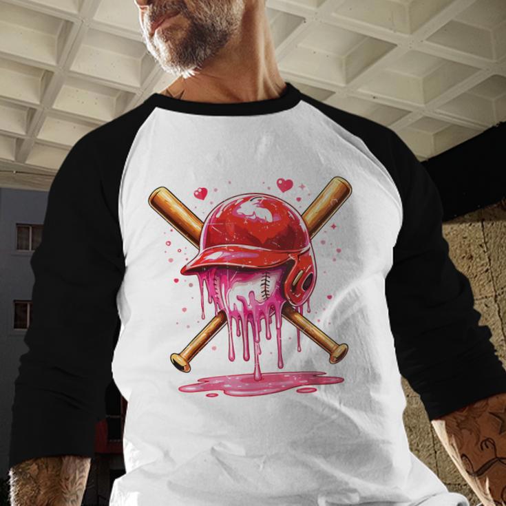 Boys Valentine Day Baseball Helmet Drip Ice-Cream Youth Kids Baseball Raglan Shirt
