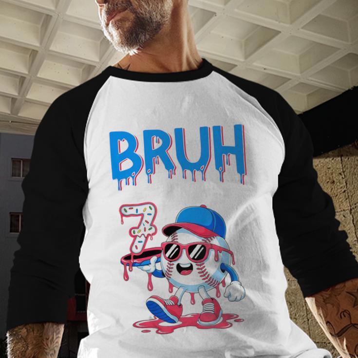 Bruh I'm 7 Baseball Ice Cream Drip It's My 7th Birthday Baseball Raglan Shirt Bruh I'm 7 Baseball Ice Cream Drip It's My 7th Birthday Baseball Raglan Shirt