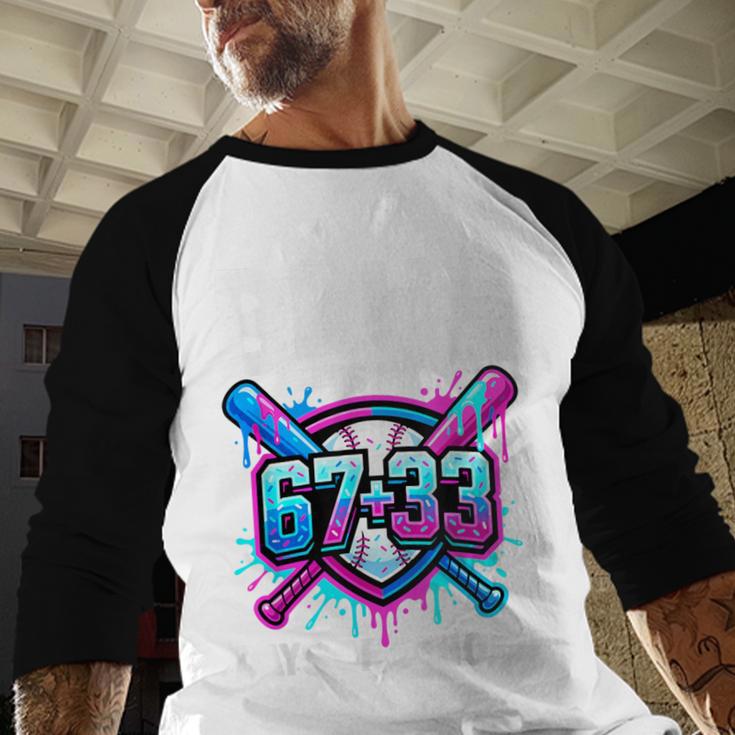 Bruh It's My 67 33 Days Of School Baseball 100 Days Smarter Baseball Raglan Shirt