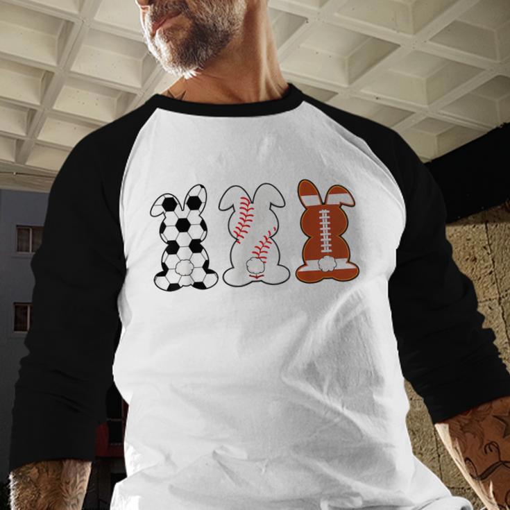 Bunny Football Baseball Sport Easter Day Baseball Raglan Shirt
