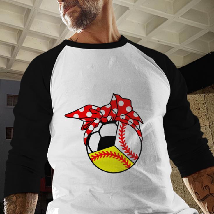 Busy Raising Ballers Baseball Softball Soccer Mom Premium Tri-Blend Baseball Raglan Shirt