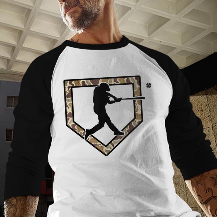 Camo Home Plate Camouflage Baseball Batter Youth Boys Baseball Raglan Shirt