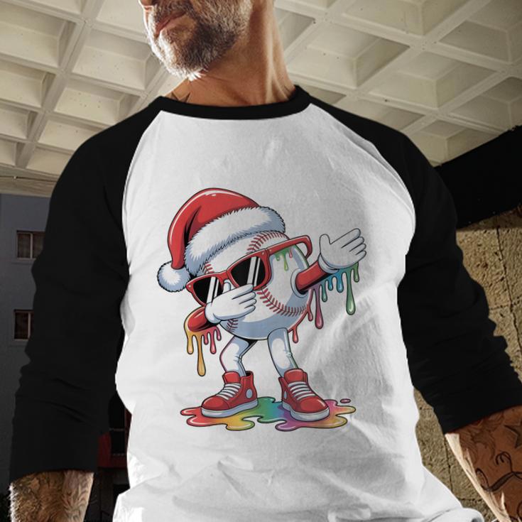 Christmas Baseball Ice Cream Dripping Santa Baseball Drip Baseball Raglan Shirt Christmas Baseball Ice Cream Dripping Santa Baseball Drip Baseball Raglan Shirt