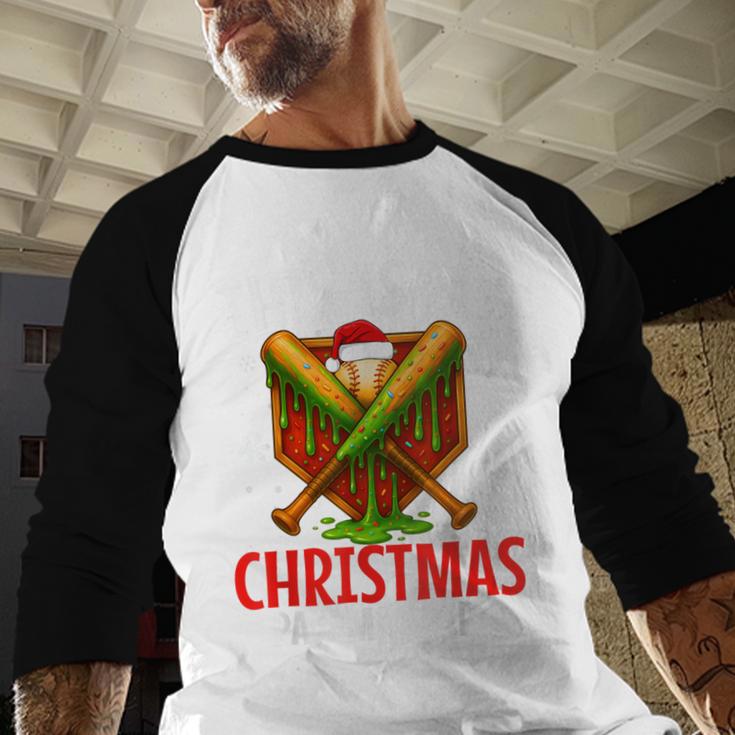 My Christmas Baseball Pajama Helmet Santa Xmas Men Boys Baseball Raglan Shirt