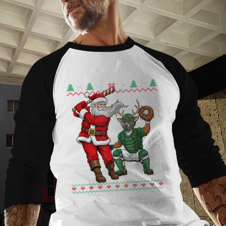 Christmas Santa Baseball Ugly Sweater Baseball Raglan Shirt
