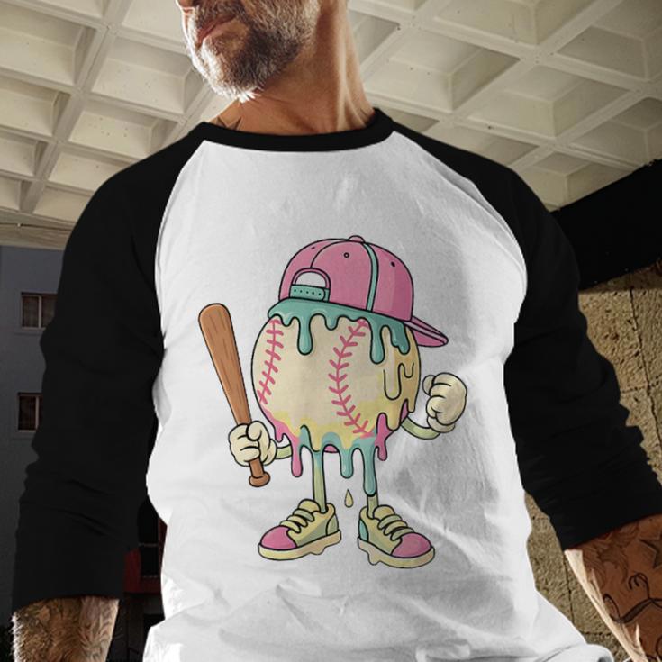Cute Baseball Ice Cream Drip For Girls & Boys 2 Sides Baseball Raglan Shirt Cute Baseball Ice Cream Drip For Girls & Boys 2 Sides Baseball Raglan Shirt