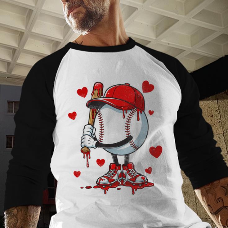 Cute Dripping Baseball Lover Valentines Day Boys Kids Baseball Raglan Shirt