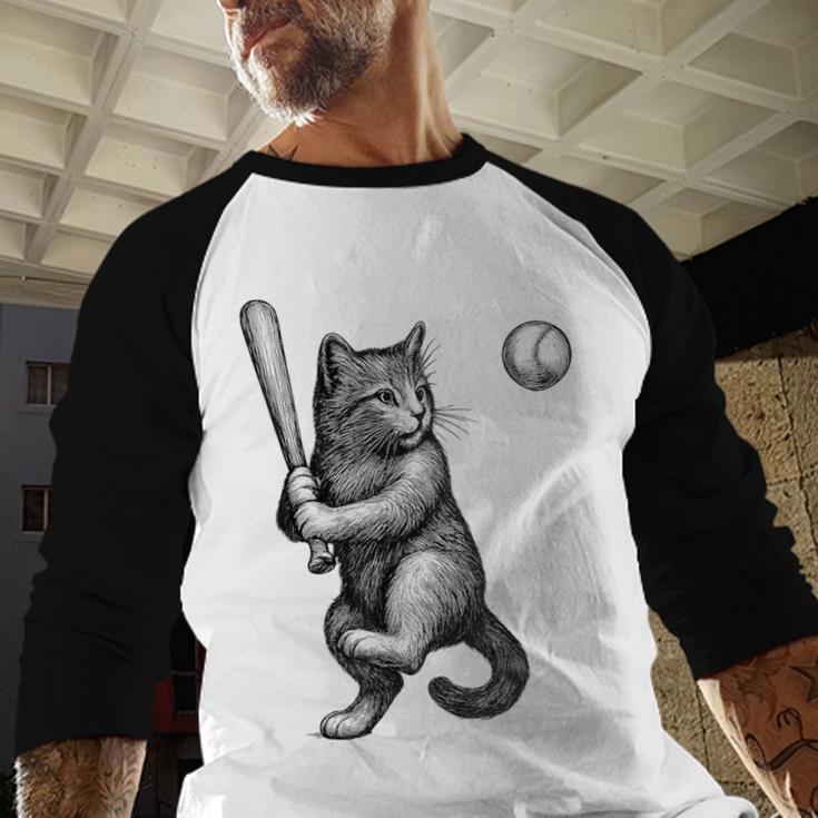 Cute Kitten Playing Baseball Hitter Bat Cool Baseball Cat Baseball Raglan Shirt Cute Kitten Playing Baseball Hitter Bat Cool Baseball Cat Baseball Raglan Shirt