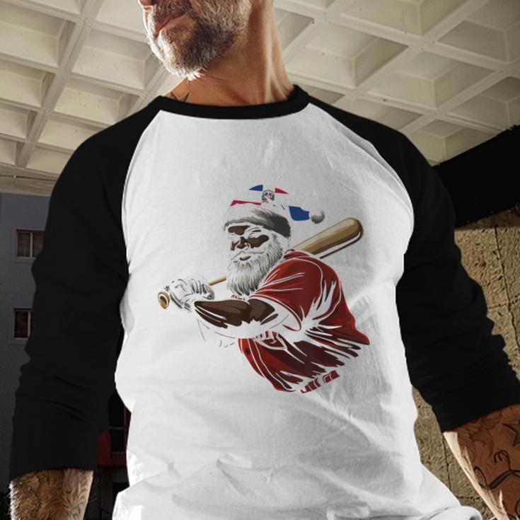 Dominican Republic Santa Christmas Baseball Beisbol Baseball Raglan Shirt Dominican Republic Santa Christmas Baseball Beisbol Baseball Raglan Shirt
