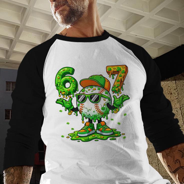 Drip Baseball Irish Shamrock St Patricks Men Boy Kid Baseball Raglan Shirt
