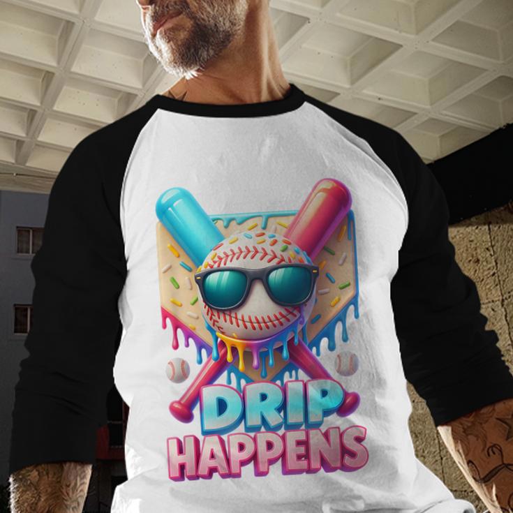 Drip Happens Baseball Ice Cream Bat And Ball With Sunglasses Baseball Raglan Shirt Drip Happens Baseball Ice Cream Bat And Ball With Sunglasses Baseball Raglan Shirt