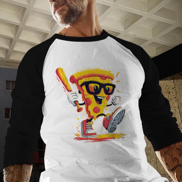 Drippy Pizza Baseball Slice Cartoon Sports Food Baseball Raglan Shirt Drippy Pizza Baseball Slice Cartoon Sports Food Baseball Raglan Shirt
