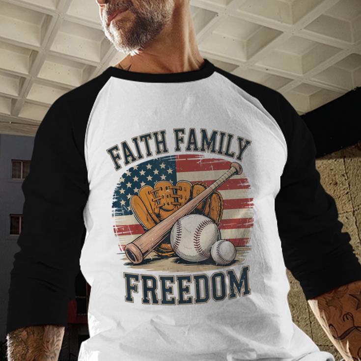 Faith Family Freedom Patriotic Christian Baseball Game Day Baseball Raglan Shirt Faith Family Freedom Patriotic Christian Baseball Game Day Baseball Raglan Shirt