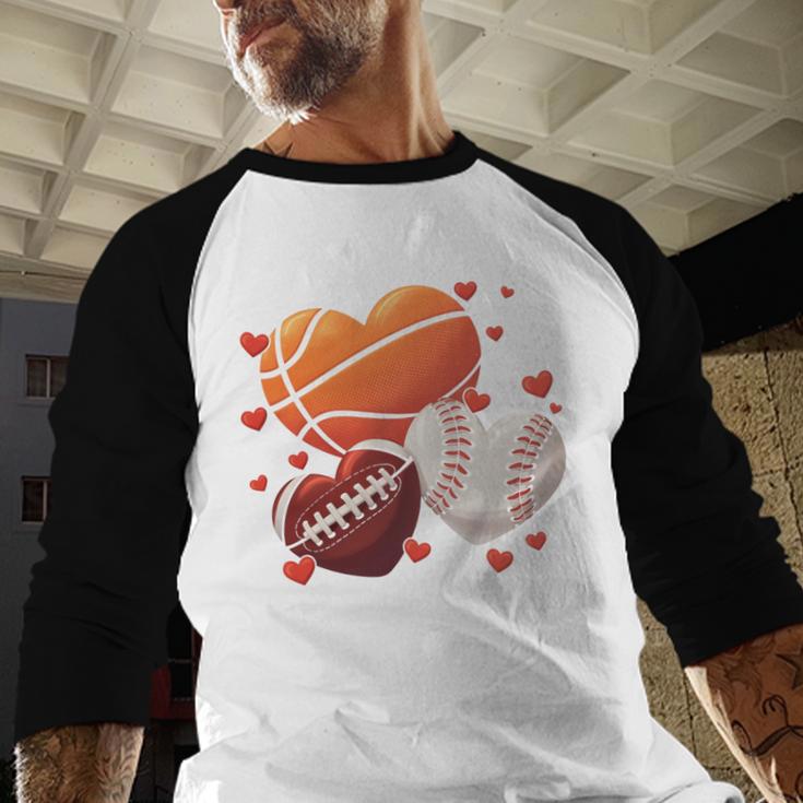 Football Basketball Baseball Heart Valentine Boys Men Kid Baseball Raglan Shirt