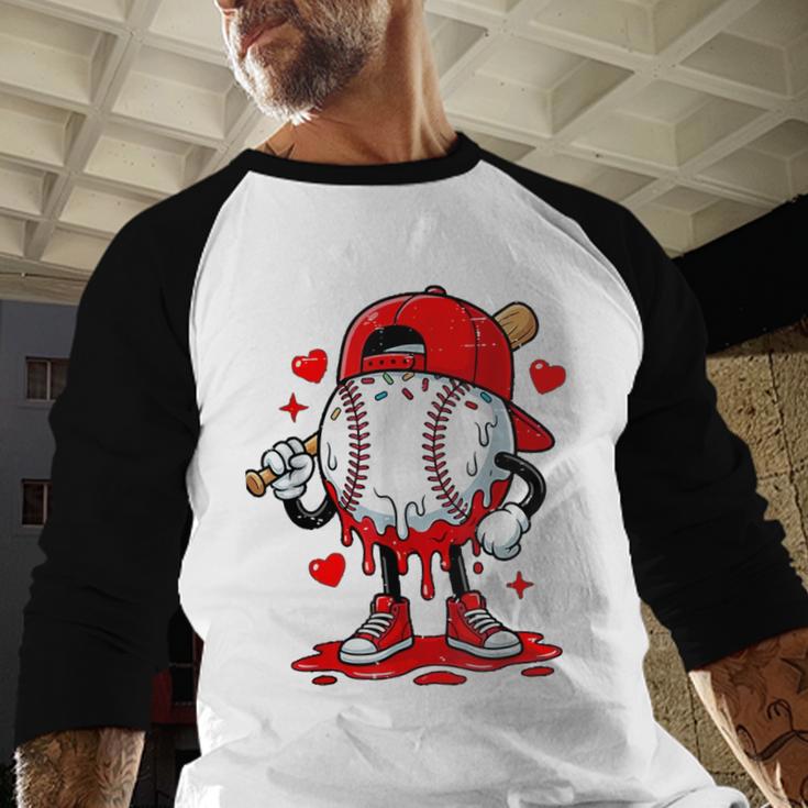 Game Day Baseball Drip Valentine Hearts Sport Lover Baseball Raglan Shirt