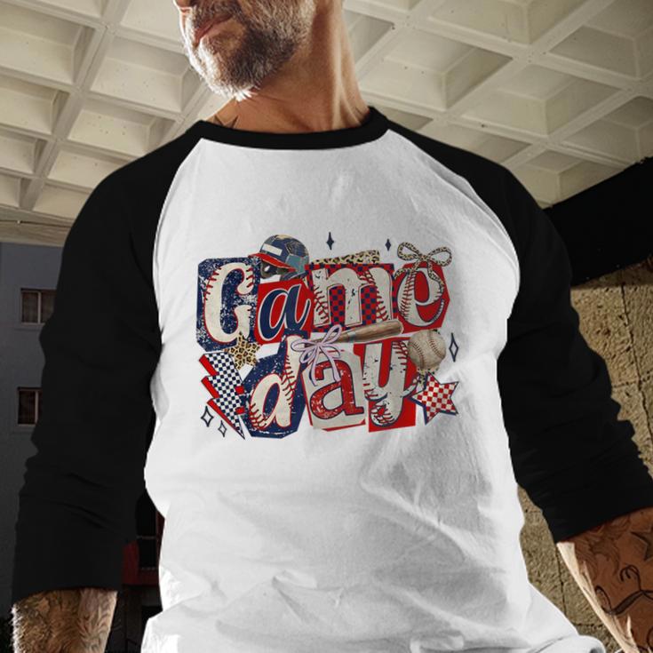 Game Day Baseball Leopard Coquette Bow Mama Mom Sister Baseball Raglan Shirt