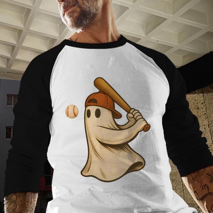 Ghost Baseball Halloween Costume Men Boys Kids Baseball Raglan Shirt