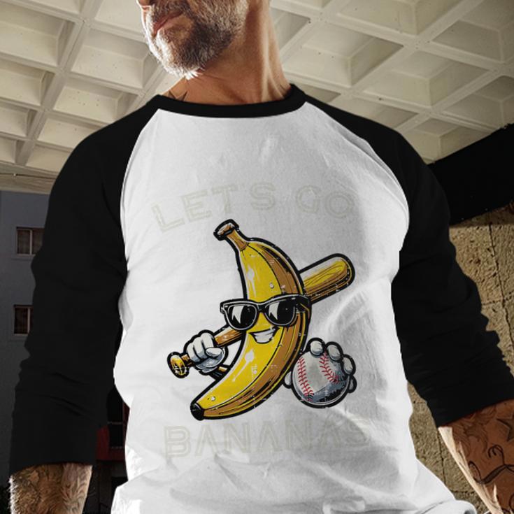 Lets Go Bananas Baseball Retro Sports Boys Kids Men Youth Premium Tri-Blend Baseball Raglan Shirt