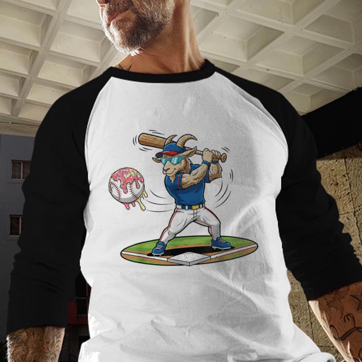 Goat Baseball Player With Bat And Ball Drip Animal Sports Baseball Raglan Shirt Goat Baseball Player With Bat And Ball Drip Animal Sports Baseball Raglan Shirt