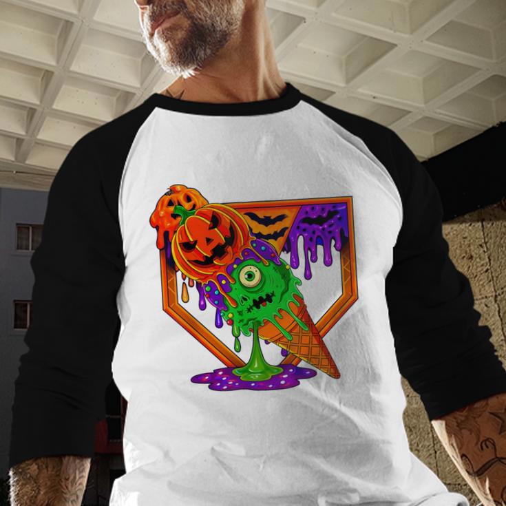Halloween Baseball Ice Cream Drip Boys Girls Youth Baseball Raglan Shirt