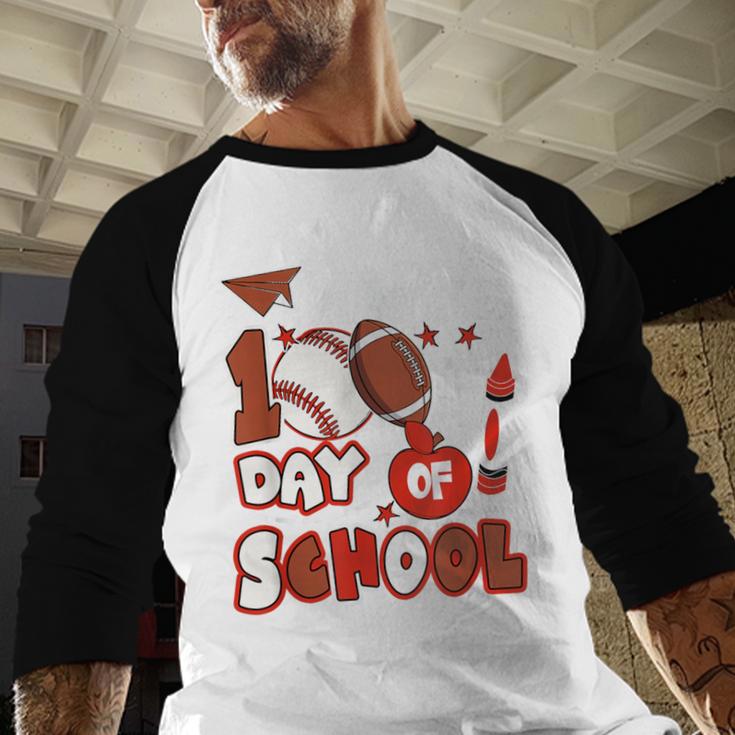 Happy 100 Days Of School Baseball Football PE Teacher Baseball Raglan Shirt Happy 100 Days Of School Baseball Football PE Teacher Baseball Raglan Shirt