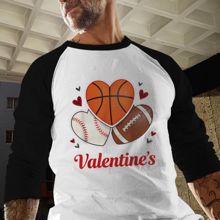 Happy Valentine’s Basketball Football Valentine Baseball Baseball Raglan Shirt