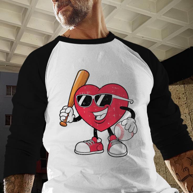 Heart Play Baseball Valentine's Day Teens Boys Girls Kids Baseball Raglan Shirt