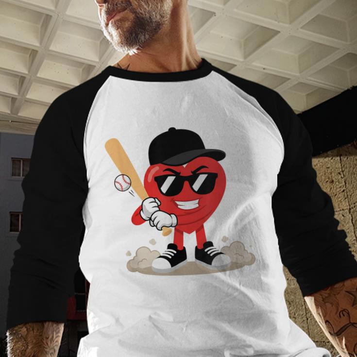 Heart Playing Baseball Valentine Baseball Baseball Raglan Shirt Heart Playing Baseball Valentine Baseball Baseball Raglan Shirt