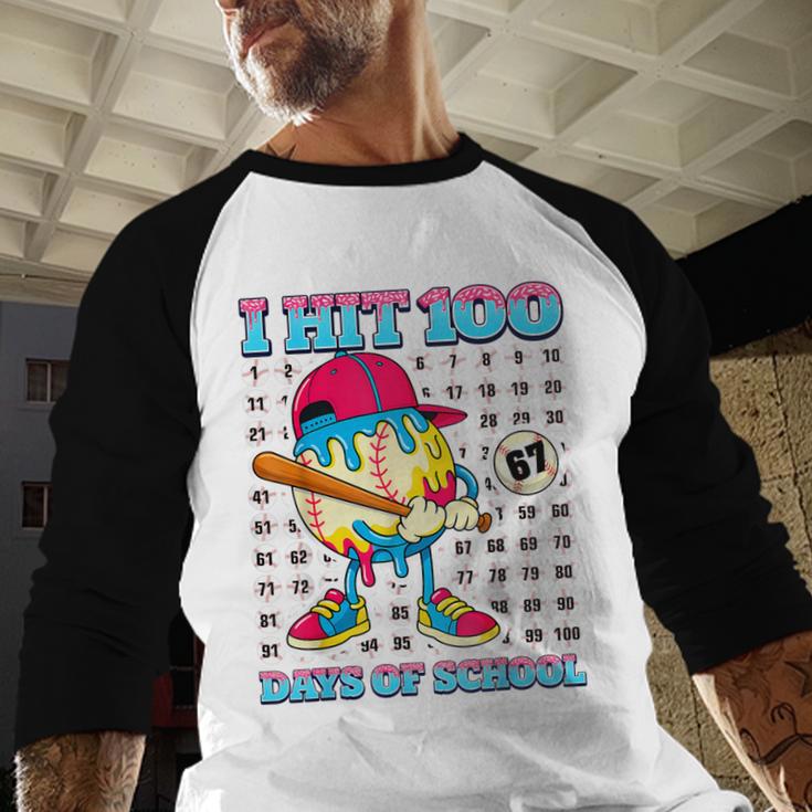 I Hit 100 Days Of School 67 Drip Baseball Boys Kids Baseball Raglan Shirt I Hit 100 Days Of School 67 Drip Baseball Boys Kids Baseball Raglan Shirt