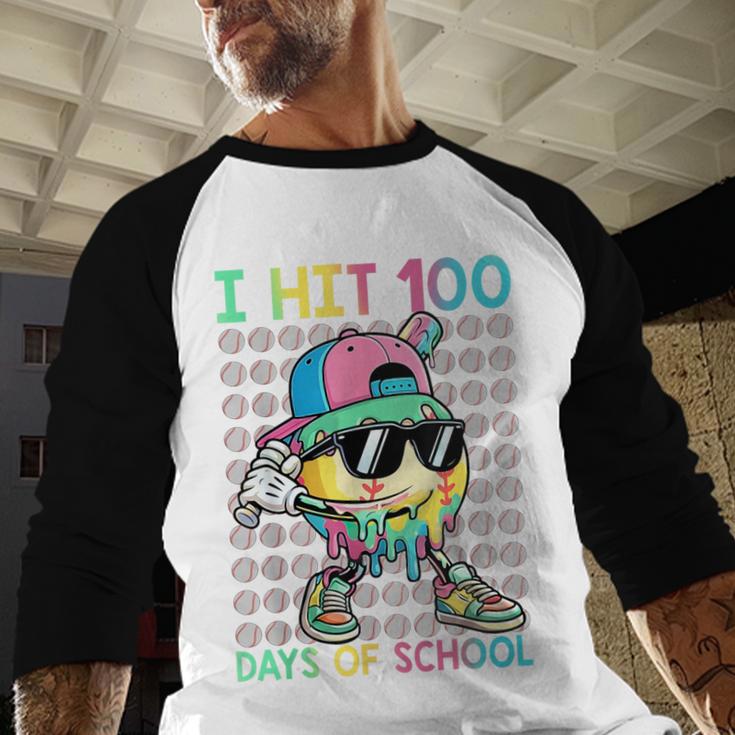 I Hit 100 Days Of School Baseball Drip 100th Day Of School Baseball Raglan Shirt I Hit 100 Days Of School Baseball Drip 100th Day Of School Baseball Raglan Shirt