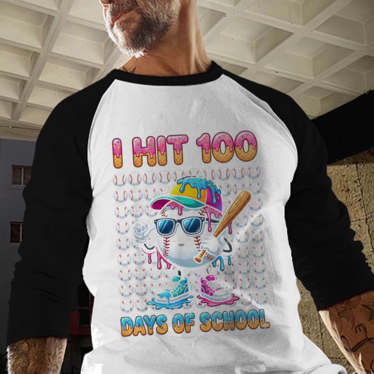 I Hit 100 Days Of School Baseball Ice Cram Drip 100th Boys Baseball Raglan Shirt I Hit 100 Days Of School Baseball Ice Cram Drip 100th Boys Baseball Raglan Shirt