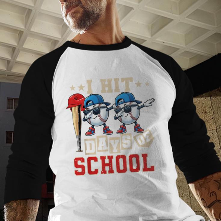 I Hit 100 Days Of School Baseball Kids Boy Teacher 100th Day Baseball Raglan Shirt