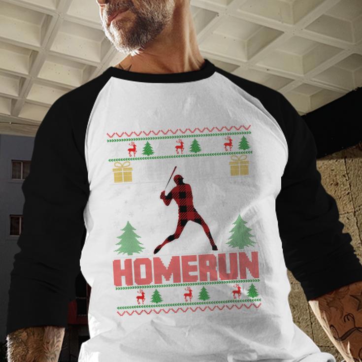 Ho Ho Homerun Xmas Sports Player Baseball Ugly Christmas Baseball Raglan Shirt Ho Ho Homerun Xmas Sports Player Baseball Ugly Christmas Baseball Raglan Shirt