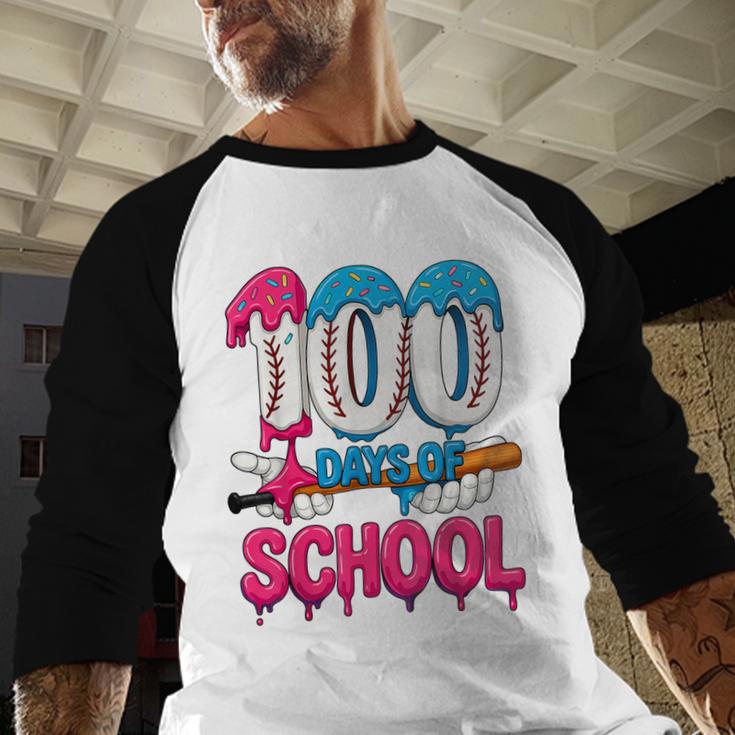 HUGvyn 100 Days Of School Baseball Ice Cream Teacher Student Baseball Raglan Shirt HUGvyn 100 Days Of School Baseball Ice Cream Teacher Student Baseball Raglan Shirt