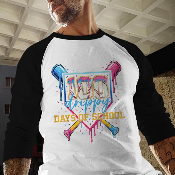 HUGvyn 100 Drippy Days Of School Baseball Ice Cream 100 Days Baseball Raglan Shirt HUGvyn 100 Drippy Days Of School Baseball Ice Cream 100 Days Baseball Raglan Shirt