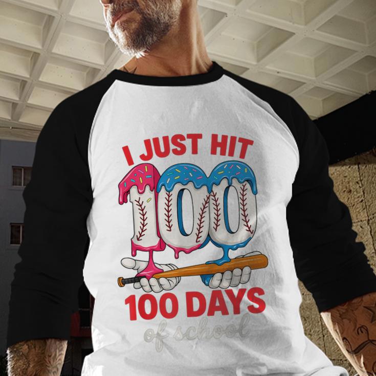 HUGvyn I Just Hit 100 Days Of School Baseball Ice Cream Boys Baseball Raglan Shirt HUGvyn I Just Hit 100 Days Of School Baseball Ice Cream Boys Baseball Raglan Shirt