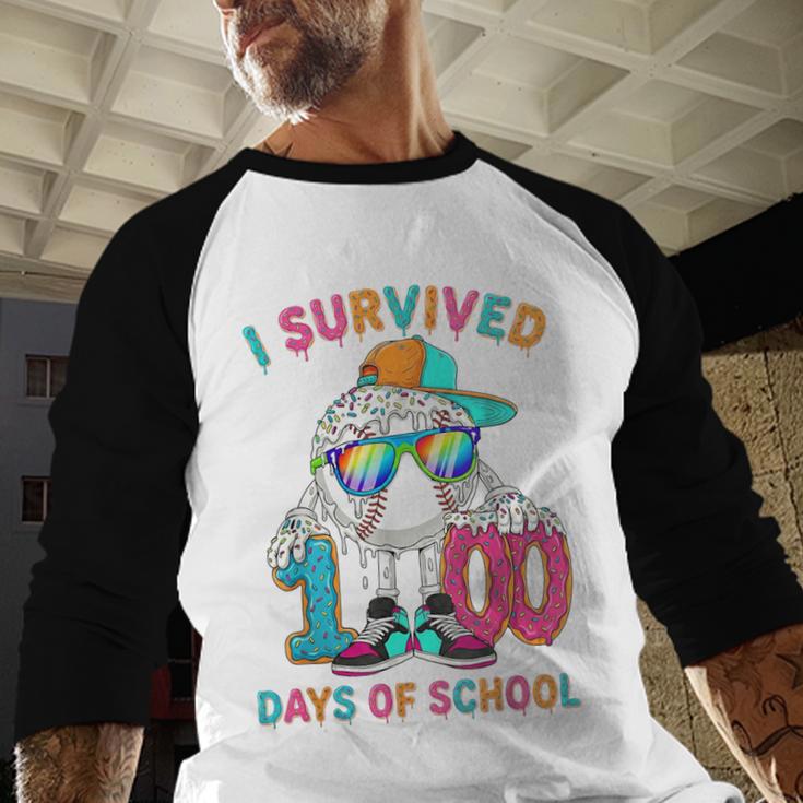 HUGvyn I Survived 100 Days Of School Baseball 6 7 Ice Cream Baseball Raglan Shirt
